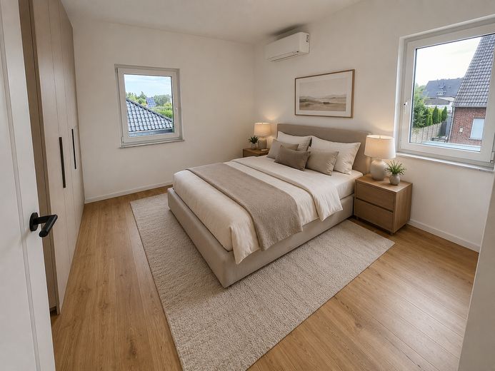 Luxus-Maisonette mit eigenem Eingang | Erstbezug | Klimaanlage | Wallbox | Einbauküche | 2 Bäder – Schlafen: virtuell möbliert