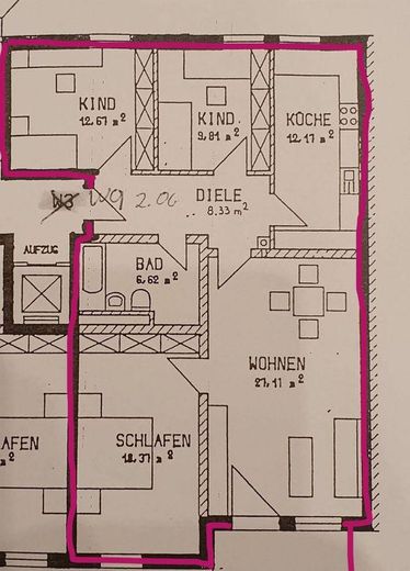 4-Zimmer-Wohnung mit hochwertiger EBK in Waldkraiburg – Grundriss der Wohnung