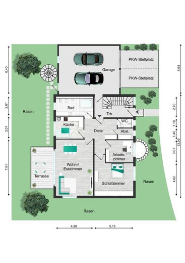 2-FH mit sep. Wohnbereich Energieklasse A - Photovoltaik und Solaranlage - Traumhaft schöne Lage! – EG mit Terrasse