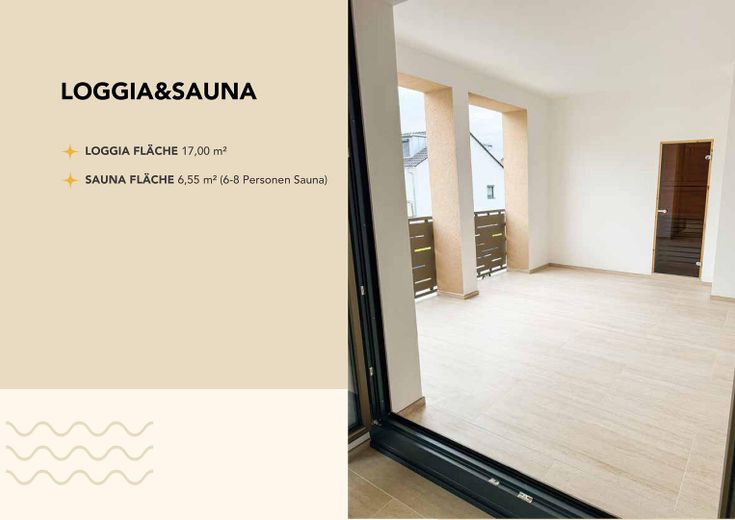 Erstbezug- hochwertige 4-Zimmer-Neubauwohnung mit 2,8m Deckenhöhe, Loggia und Sauna – Loggia & Sauna