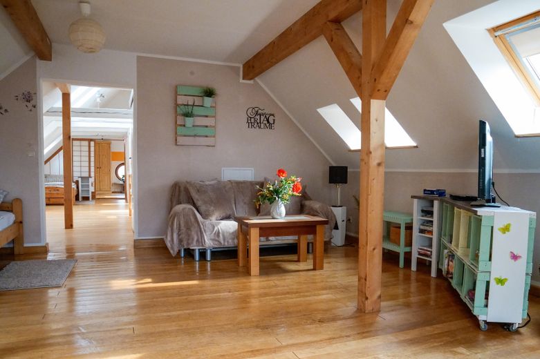 Landhaus unter Reet am See, Gästewohnung, Stallungen, Weiden und Wald. – Ferienwohnung