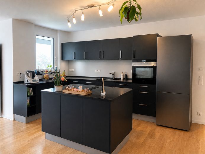 Modern 122 m² ground-floor apartment suitable for people with mobility impairments, with 250m² garden in Ludwigshafen-Melm – Küche