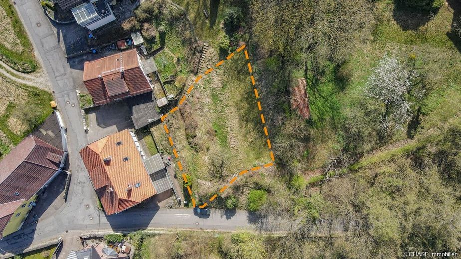Einzigartiges Baugrundstück mit traumhaftem Weitblick in Hanglage Lauensteins - Bautraum in Idylle! – Vogelperspektive (gezeichnet)