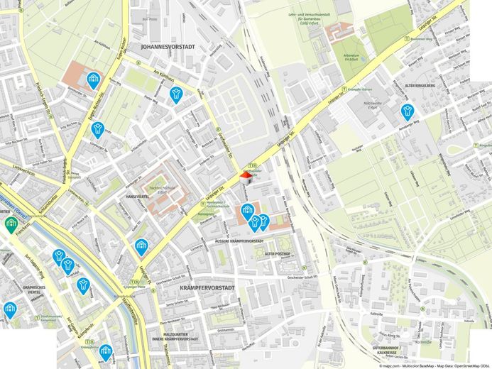 Attraktive 2-Raum-Wohnung nahe Fachhochschule Erfurt - ideal für Kapitalanleger – Geolyzer Kartenausschnitt