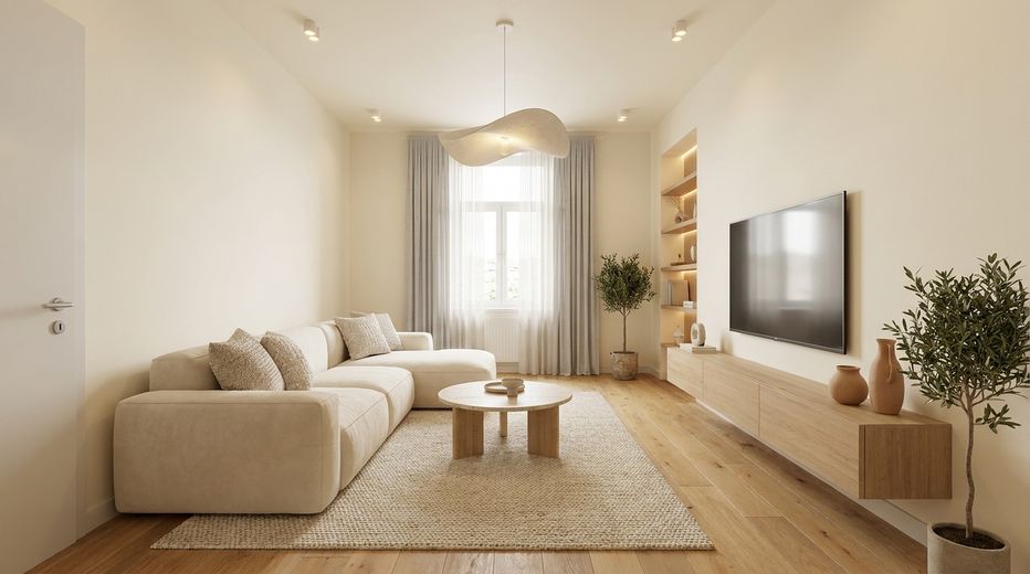 Over 5% rental yield: renovated property in a charming period building for investment or as a home – Visualisierung Wohnzimmer