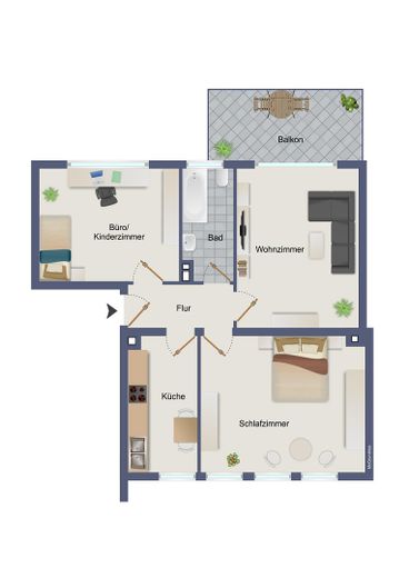 3-Zimmer-Wohnung mit großem Balkon – Foto 7