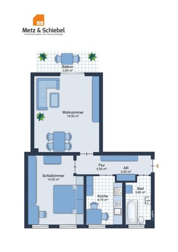 2-Zimmer-Wohnung Mainz-Oberstadt - Uni-Nähe, Balkon, geringes Hausgeld &amp; Entwicklungspotenzial – Grundriss