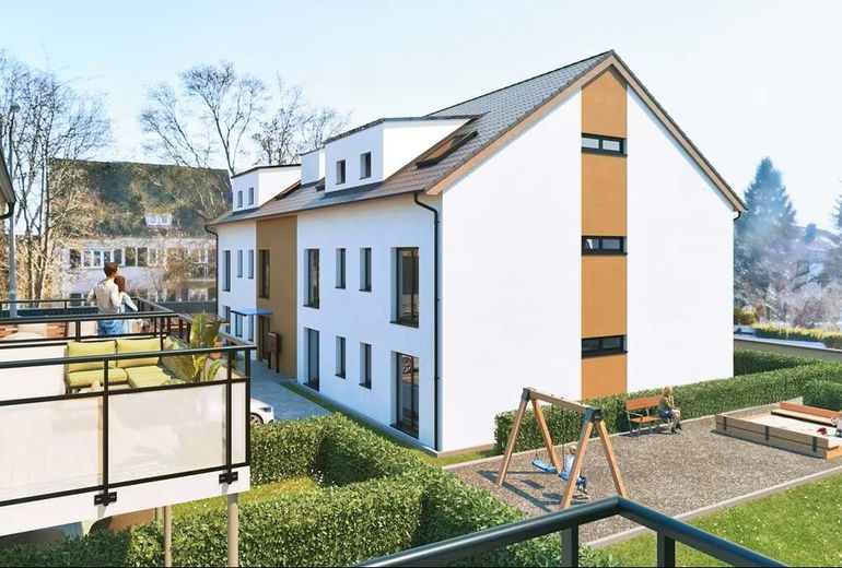 Yeni binada zemin katta 4 odalı daire, ilk kullanım, teras + bahçe, ankastre mutfak, Wallbox donanımlı kapalı otopark yeri – Ansicht West