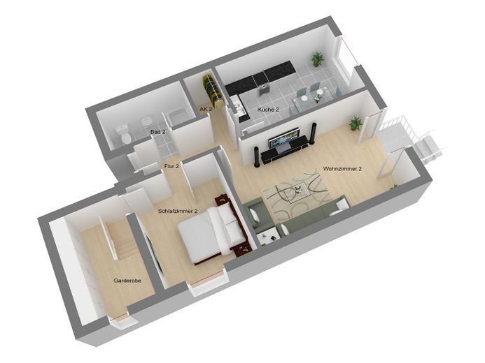 Solide Kapitalanlage mit 5,6 % Rendite inkl. Abgeschlossenheitsbescheinigung. Provisionsfrei – Grundriss Wohnung Nr. 2, EG