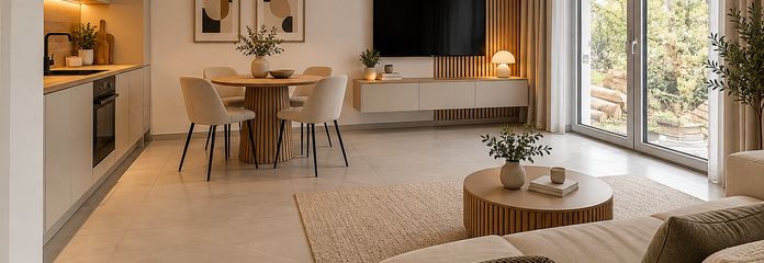 Moderno appartamento di nuova costruzione con 2 locali nel cuore di Erlensee – di alta qualità, tranquillo e confortevole – Wohnen-Kochen Beispiel