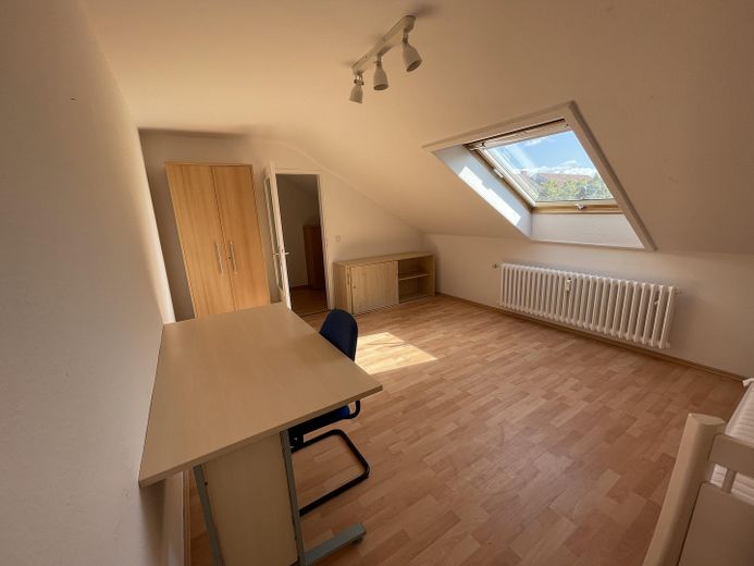 Möblierte 1-Zimmer-Wohnung mit EBK in Düsseldorf-Holthausen – Direktbus zur HHU – Wohn-/Schlafzimmer
