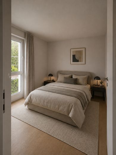 Maison 1 I Duplex de 4 pièces en première occupation : 89m², balcon et cuisine équipée – Visualisierung Schlafzimmer