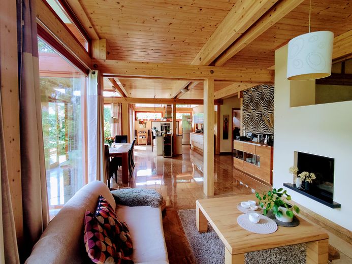 Lichtdurchflutete, energieeffiziente Villa aus Holz, Glas und Stein – Wohnbereich 3