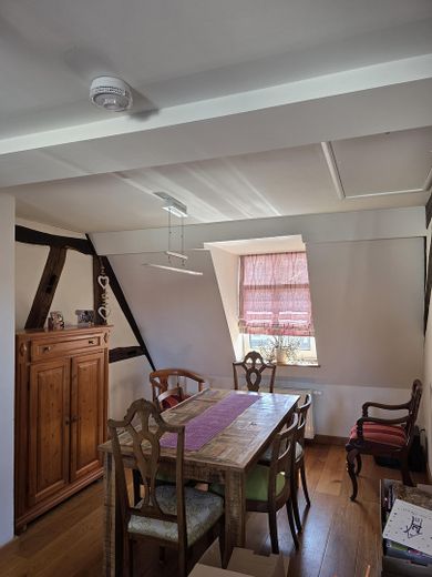 Traumhafte 3-Zimmer Dachgeschosswohnung im aufwendig sanierten Kulturdenkmal – Wohn- und Essbereich