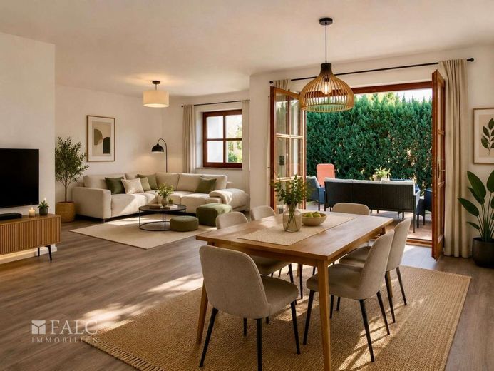 Einfach Mehr: Großzügige 4-Zimmer-Wohnung über 2 Ebenen | 217 m² Wfl | Einliegerwohnung - Tegernheim – Wohnen-Essen-Terrasse (Einrichtungsbeispiel)