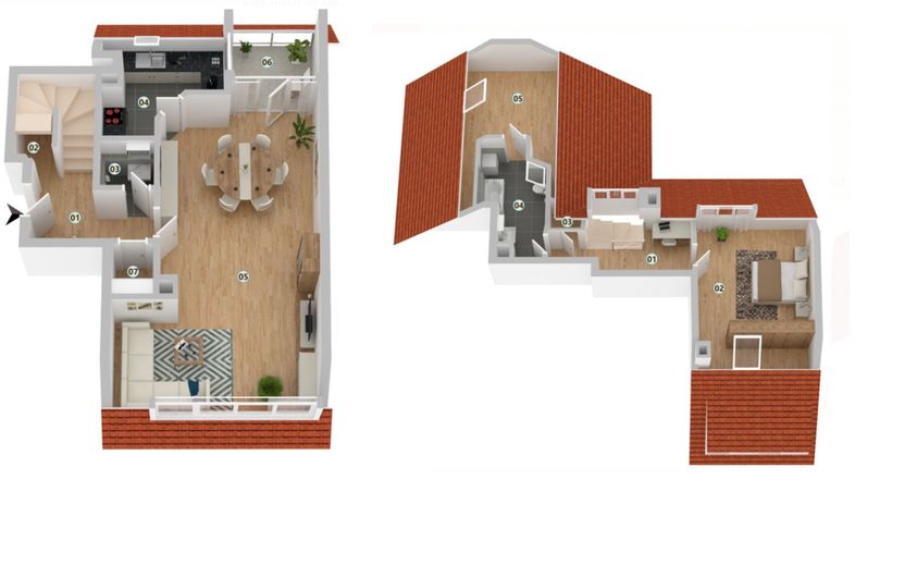 3-Zi-Maisonette, 106 m² 🏔️ Schwarzwaldblick, neue Küche, frisch renoviert, 2 TG – Visualisierung beide Etagen
