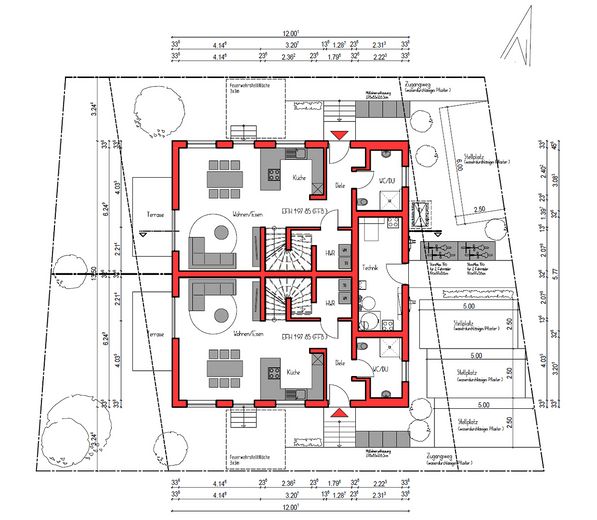 Neubau-Doppelhaushälfte mit 4 Zimmern in Althengstett (Erstbezug) – Grundriss Erdgeschoss