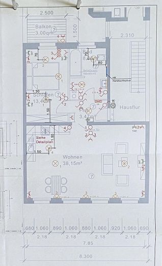 Esclusivo appartamento di 2 locali con carattere loft, arredato con materiali di alta qualità – posizione top nel centro storico di Colonia – Grundrisszeichnung