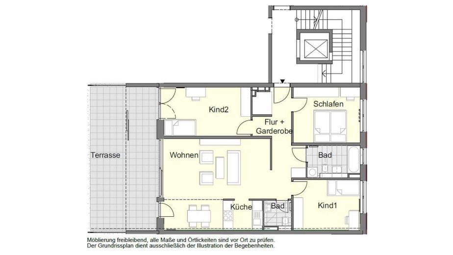 Großzügige 4-Zimmer-Wohnung mit sonniger Terrasse in bester Lage von Ingelheim – Grundriss
