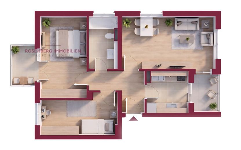 *Provisionsfrei für Käufer*
Charmante 3-Raumwohnung im Hochparterre
 im Leipziger Nordosten! – Immobilie in Leipzig / Schönefeld-Abtnaundorf zu verkaufen_Grundriss