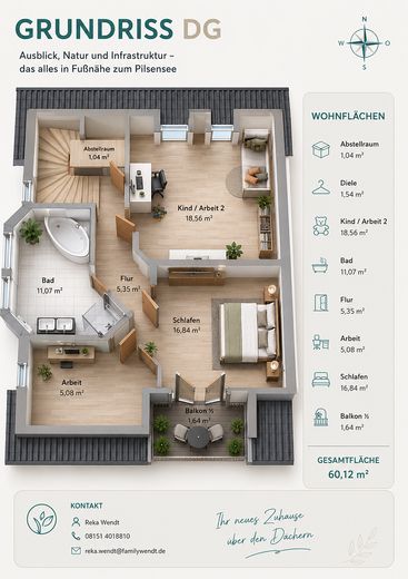 helle, großzügige Wohnung mit Weitblick fußläufig zum Pilsensee – Foto 15
