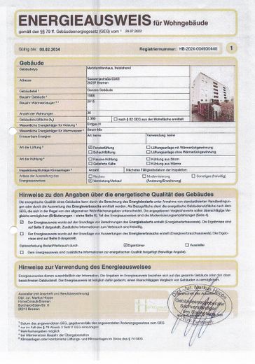 شقة في بريمن-غروبِلينغن – Energieausweis