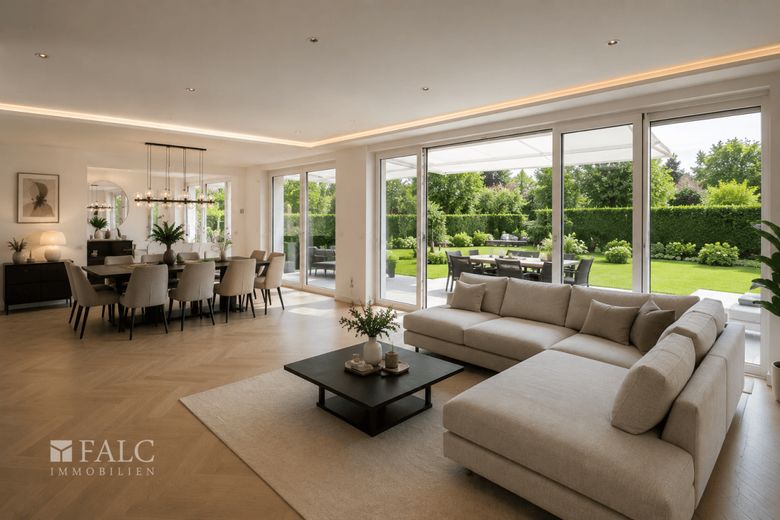 Neubau trifft Lebensqualität - Erdgeschosswohnung der Extraklasse mit Privatgarten in Rodenkirchen – Wohnzimmer