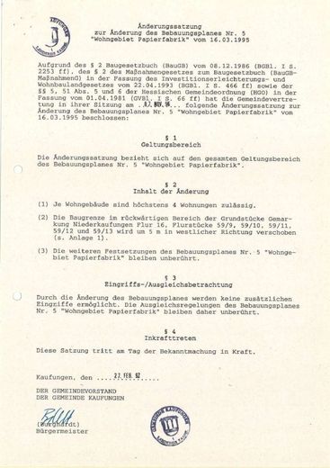 Bebauungsplan Änderungen 27.02.1997