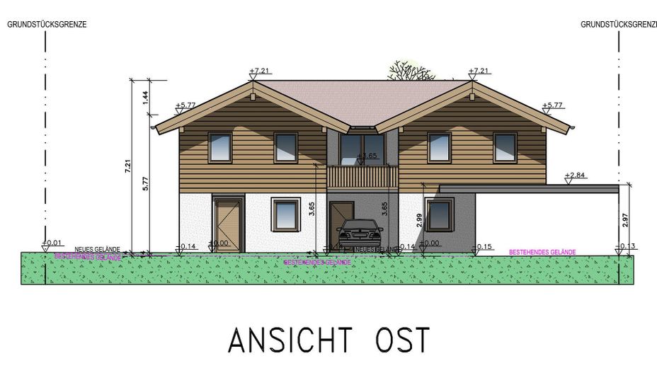 Wohnen mit Bergkulisse – massiv gebaut, für immer daheim – Ansicht Ost