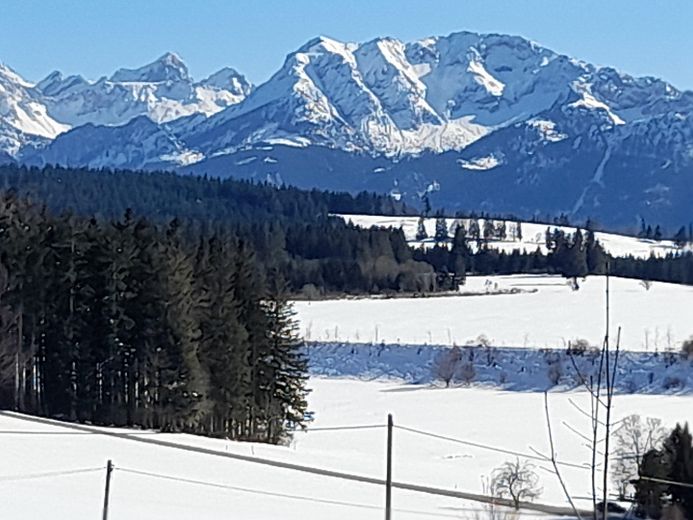 Traumimmobilie für Pferdeliebhaber im Allgäu mit Reithalle und einmaligem Alpenblick – Ausblick Winter