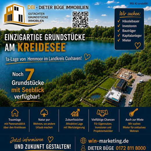 Seegrundstück LK Cuxhaven ca. 970 m² 1. Reihe, Panorama-Seeblick, 1a-Lage von 21745 Hemmoor – फोटो 1