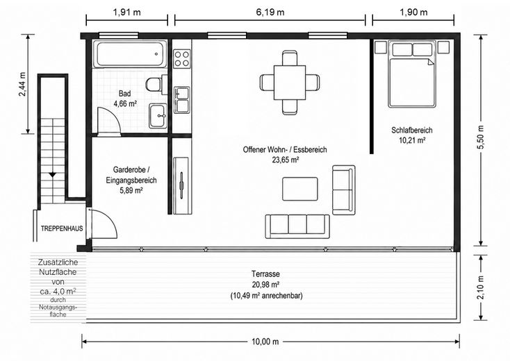 Provisionsfreies 1,5-Zimmer Dachstudio mit 4% Rendite in hervorragender Lage - in Renovierung – Grundriss