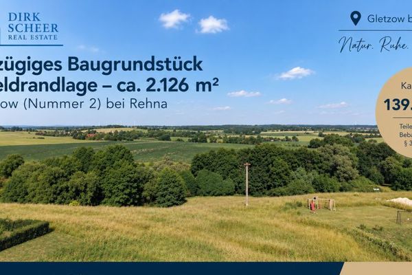 Ponad 2.100 m² wolnej przestrzeni – przestronna działka budowlana na obrzeżach pól w pobliżu Rehny
