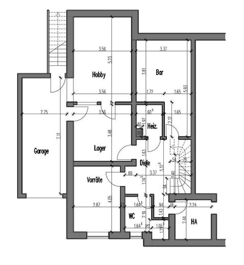 Aufmaß Kellergeschoss