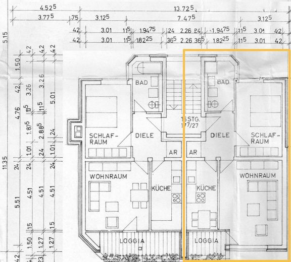 Sanierte 2-Zimmer Wohnung; Loggia mit Blick ins Grüne, ruhig gelegen, 1km bis Stadtzentrum – Grundriss