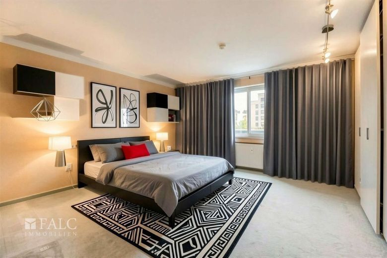 Penthouse a Köln-Weiden - ascensore, garage sotterraneo e fantastica terrazza sul tetto – Schlafzimmer - (KI generiert)