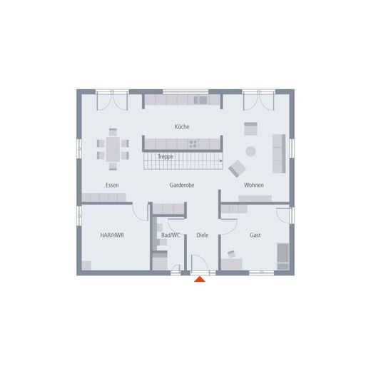 FLEXIBLES DESIGNHAUS MIT FLAIR – Grundriss Erdgeschoss