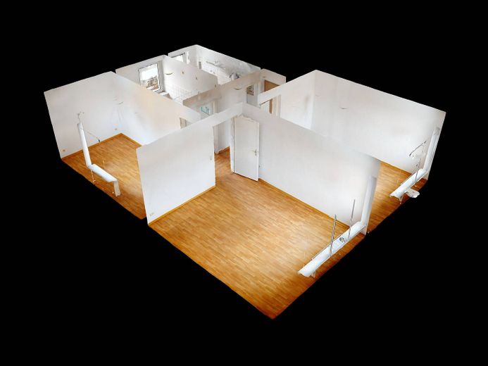 Appartement lumineux de 3 pièces avec salle de bains équipée d’une baignoire – 3D-Ansicht Grundriss