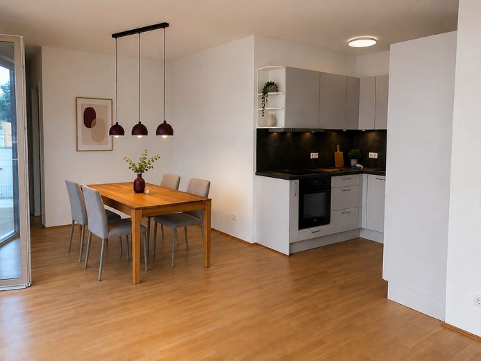 Helle möblierte 2-Zimmer-Wohnung Neubau in Prenzlauer Berg – Essbereich