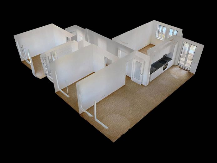 Vivienda moderna en Kronsrode: piso de 4 habitaciones con COCINA EQUIPADA, BALCÓN y LOGIA – 3D-Ansicht Grundriss