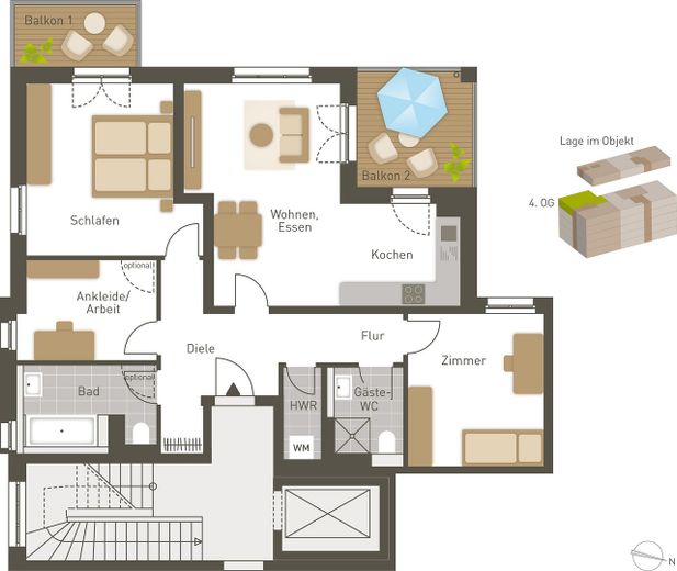 Exclusive 4-room apartment with designer kitchen and underground parking space – living at the highest level – Foto 21