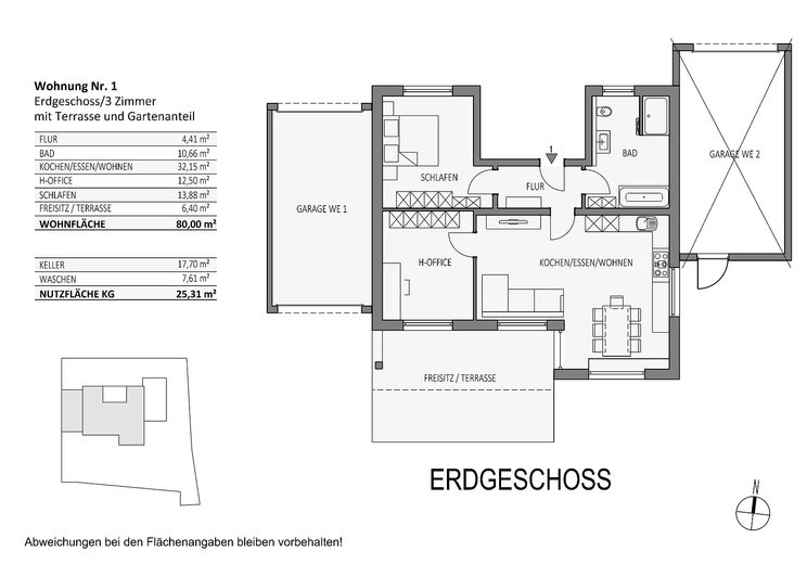 Grundriss WE1 - Erdgeschoss