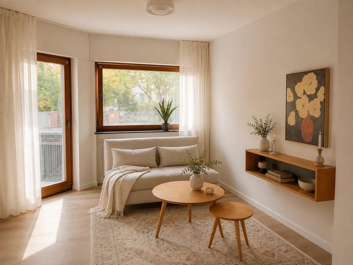 Helles, frisch saniertes 1-Zimmer-Apartment mit Balkon in Bessungen – Wohnbereich