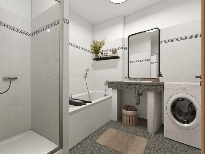 Provisionsfrei: 3-Zimmer-Balkonwohnung im Hochparterre eines kernsanierten 4-FH, Weimar Nordvorstadt – Baden, Duschen, WC1... (CGI)