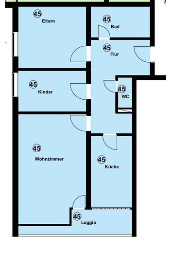Bamberg'de balkonlu ve ankastre mutfaklı yenilenmiş 3 odalı daire (WE45) – Grundriss