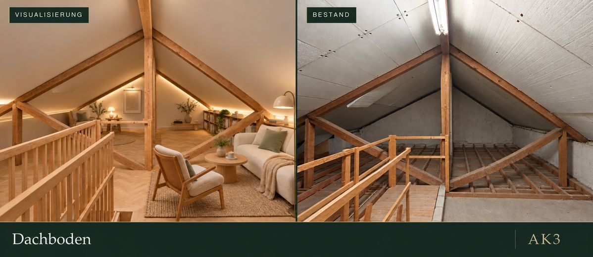 Casa de arquitecto con galería en una parcela de 1.294 m² – Dachboden