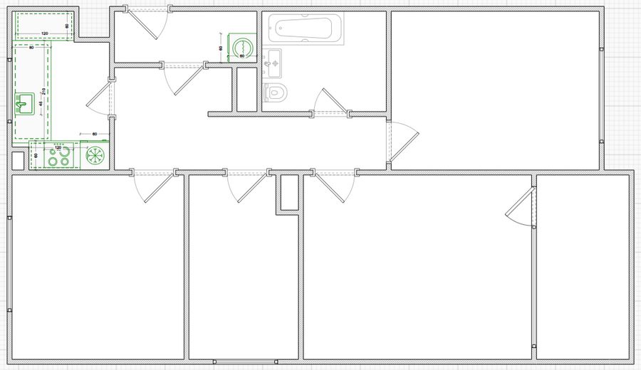 Erstbezug nach Sanierung - 4-Zi Wohnung mit Balkon – Grundriss mit Einrichtung