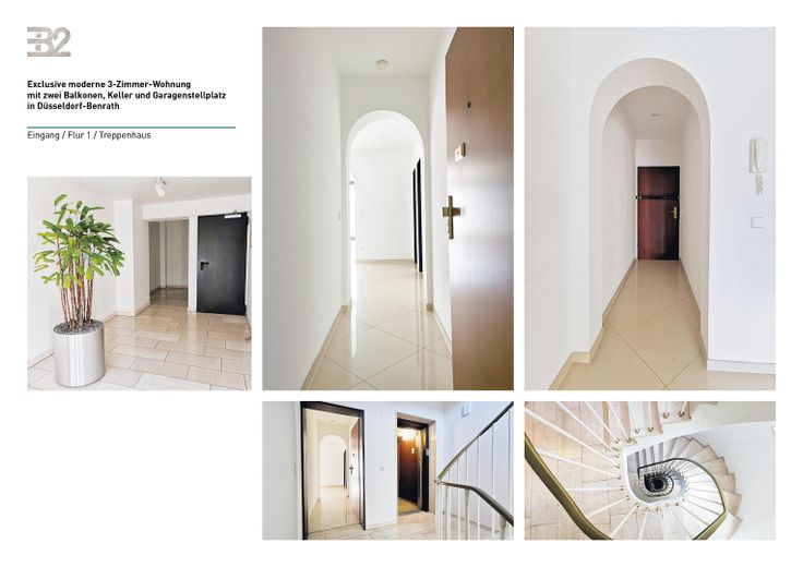 Moderne 3-Zimmer-Wohnung mit zwei Balkonen, Keller und Garagenstellplatz in Düsseldorf-Benrath – Eingang / Flur 1 / Treppenhaus