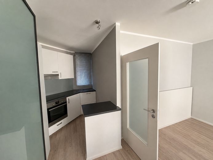 Perfekt geschnittene und zentrale Wohnung in bester Lage – Küche und Wohnbereich