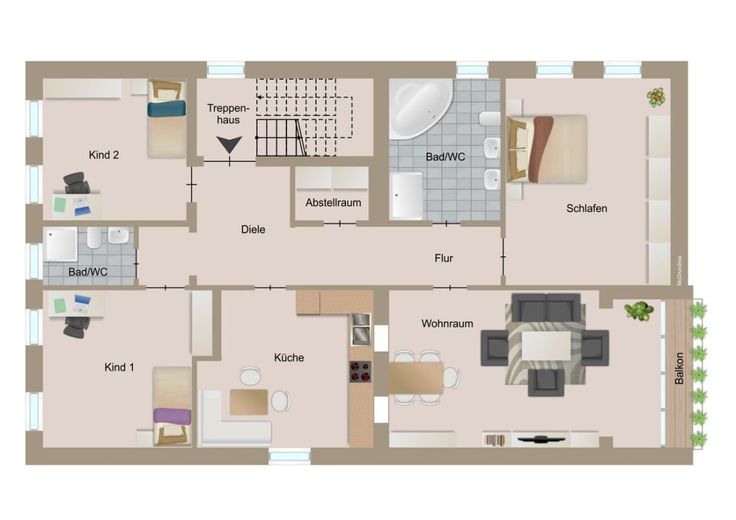 Wohnen mit Charakter - großzügige Altbauwohnung mit Balkon und Carport in Minden - Süd – Grundriss